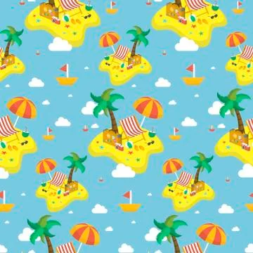 Summer beach seamless pattern 库存插图