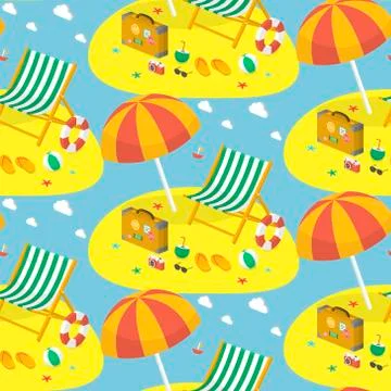 Summer beach seamless pattern Stock Illustration