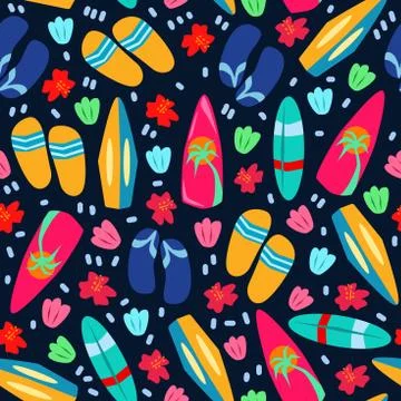 Summer beach seamless pattern. Vector background Illustrazione stock