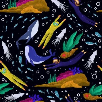 Summer beach seamless pattern. Vector background Stock Illustration