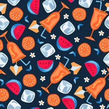 Summer beach seamless pattern. Vector background Illustrazione stock