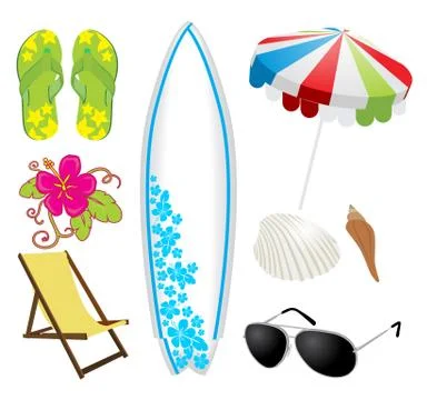 Summer beach set Stock Illustration
