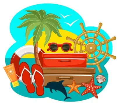 Summer beach set. Stock Illustration