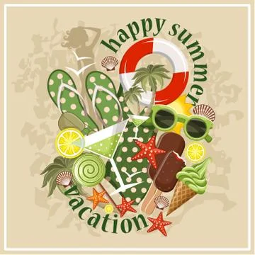 Summer beach set. Stock Illustration