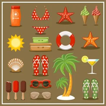 Summer beach set. 스톡 일러스트