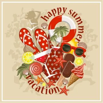 Summer beach set Stock Illustration