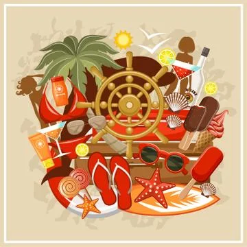 Summer beach set. Stock Illustration