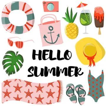 Summer beach set Stock Illustration