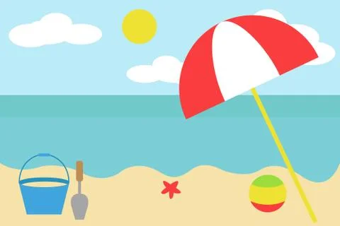 Summer On The Beach Simple Flat Illustration Stock Illustration