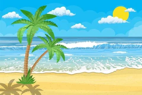 Summer beach with a sun, Stock-Illustration