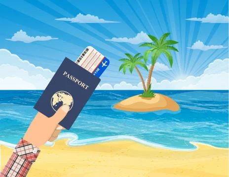 Summer beach with a sun, Illustrazione stock