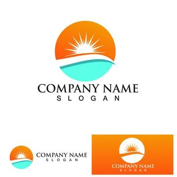 Summer beach sunset logo design inspiration Stock Illustration