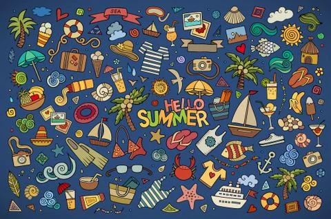 Summer beach symbols and objects イラスト素材