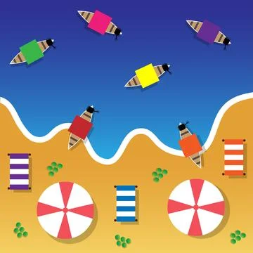 Summer beach top view with waves Stock Illustration