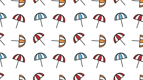 Summer beach umbrella Minimal Motion art seamless pattern 4k motion design Stock Footage 153620576