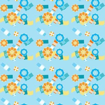 Summer Beach Umbrellas Seamless Pattern Illustrazione stock