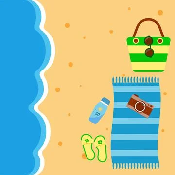 Summer Beach Vacation. Set Flat Vector Illustration Stock Illustration