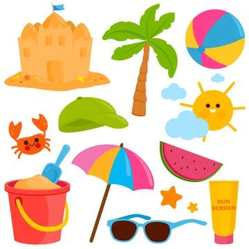 Summer beach vacation set. Vector illustration イラスト素材
