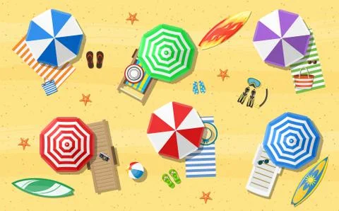 Summer Beach Vacation Sunbed 스톡 일러스트