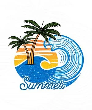 Summer beach vector art adventure t shirt design Stock Illustration