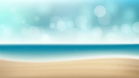 Summer Beach Vector Background. Blur Sea Coast. Outdoor Summer Vacation. Cruise Stock Illustration