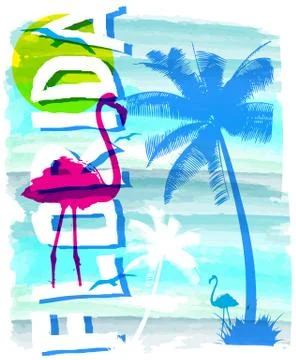 Summer beach vector background in retro style Stock Illustration