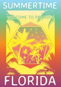 Summer beach vector background in retro style Stock Illustration