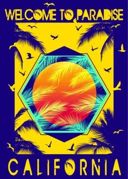 Summer beach vector background in retro style Stock Illustration