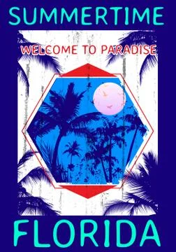 Summer beach vector background in retro style Stock Illustration