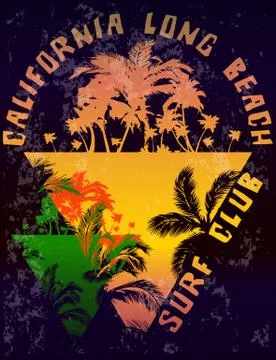 Summer beach vector background in retro style Stock Illustration