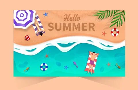 Summer Beach Vector Design Stock Illustration