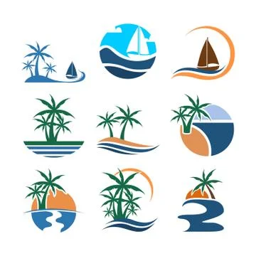 Summer Beach Vector Set Illustration Graphic Design Stock Illustration