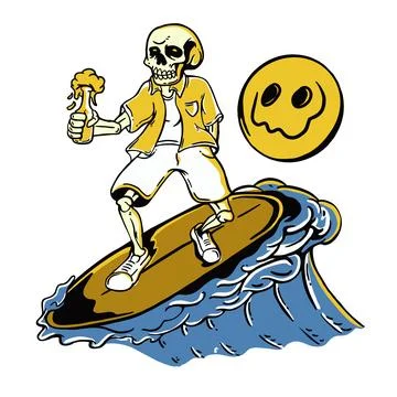 SUMMER BEER SURFING Stock Illustration