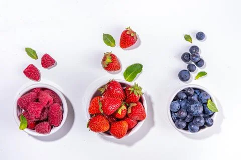 Summer berry flatlay Stock Photos