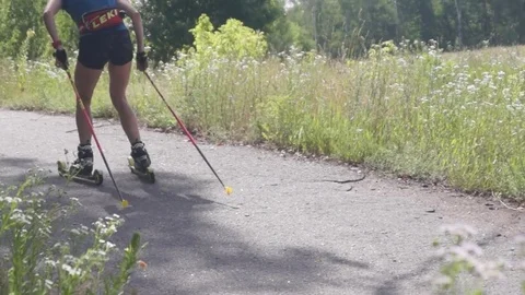 Summer biathlon training Stock Footage 77009397