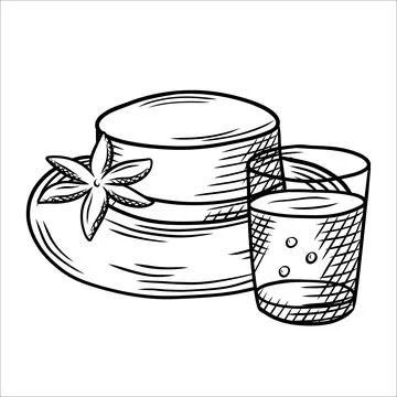 Summer black and white hand-drawn illustrations for tourism, travel, menus,.. 스톡 일러스트