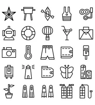 Summer black vector logo icon or illustration. Editable stroke and color. Per Stock Illustration