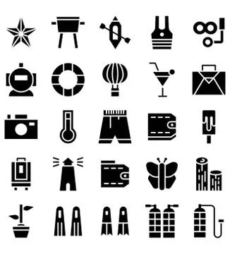 Summer black vector logo icon or illustration. Editable stroke and color. Per Stock Illustration