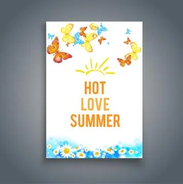 Summer blank with butterflies Stock Illustration