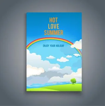 Summer blank with rainbow Stock Illustration