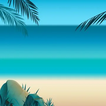 Summer blank square banner , template for social media, ads. Vector Summer ba Stock Illustration