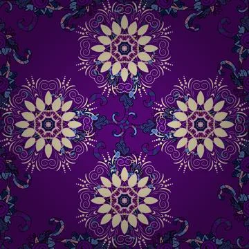 Summer blooming theme. Hand drawn abstract fancy elements. Vintage flowers. Viol Illustrazione stock