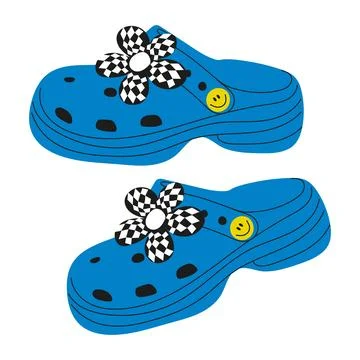 Summer blue clogs with a bow Illustrazione stock