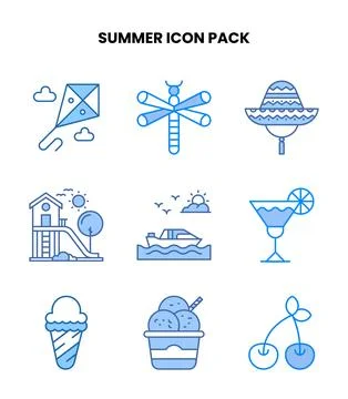 Summer Blue Icons Pack イラスト素材