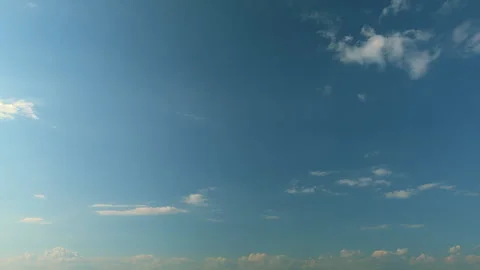 Summer Blue Sky Cloud Gradient Light White Background. Dramatic White Clouds And Stock Footage 261214947