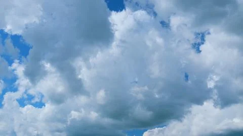 Summer Blue Sky Cloud Gradient Light White Background. Dramatic White Clouds And Stock Photos