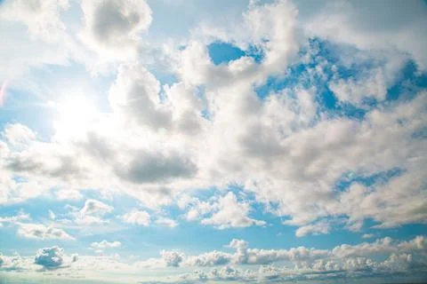 Summer blue sky cloud light gradient white background Stock Photos