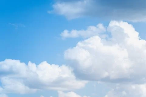 Summer blue sky clouds background. Beauty clear cloudy in sunshine calm brigh Stock Photos