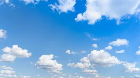 Summer blue sky clouds background. Beauty clear cloudy in sunshine calm brigh Stock Photos