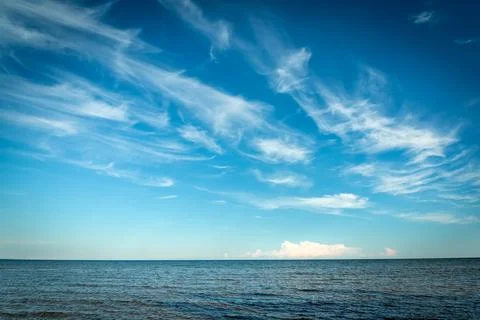 Summer Blue Sky Cloudscape Over Lake Michigan Stock Photos
